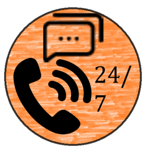 24/7 customer support icon featuring a phone and chat bubble
