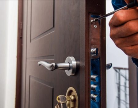 Professionally adjusted door lock ensuring secure and precise closure post-installation and repair